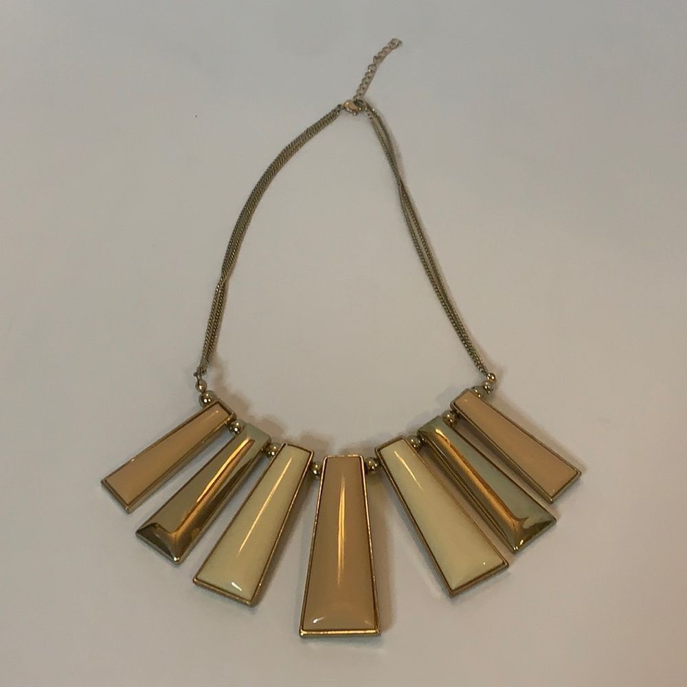 Vintage Necklace Gold Cream Tan Statement